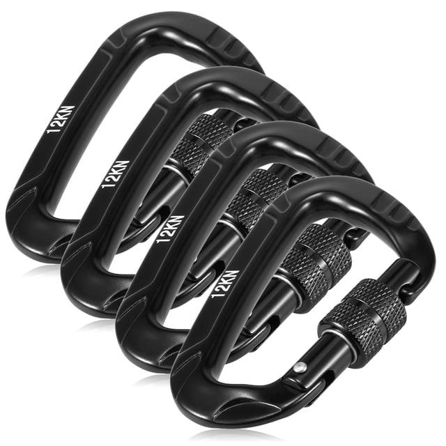 Amdohai 4pcs 12KN Twist Locking Carabiner Snag Free Carabiner Pet