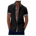 thumbnail image 1 of EGNMCR Chemise Décontractée pour Homme à Manches Courtes, Col à Revers, Couleurs Contrastantes, Blouse T-shirt à Col Rabattu, 1 of 5
