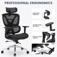 thumbnail image 3 of Ergonomic Mesh Executive Office Chair with Lumbar Support, High Back Computer Chair with Adjustable Headrest and Armrests, 3 Level Tilt, Swivel, Breathable Mesh, Black, 3 of 7