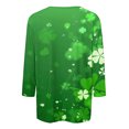 thumbnail image 4 of Diufon T-Shirts de la Saint-Patrick pour Femmes, Grande Taille, Imprimé Trèfle, Manches 3/4, Col Rond, 4 of 5