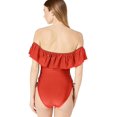 thumbnail image 5 of YDX Women's Swimwear Flounce Off Shoulder One Piece Ruffles Bathing Suit, Shimmery Merlot, X-Small, 5 of 5