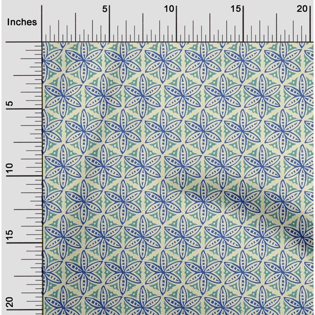 oneOone Cotton Poplin Fabric Floral Block Printed Craft Fabric BTY 56 Inch Wide