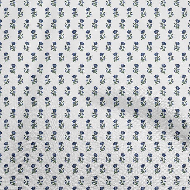 oneOone Velvet Medium Blue Fabric Asian Floral Block Craft Projects Decor Fabric Printed By The Yard 58 Inch Wide