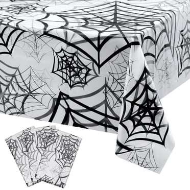 3 Packs Halloween Tablecloths, Spider-Web Rectangle Halloween Table Cloths, Waterproof Oil-Proof Table Protector Covers, Disposable Halloween Table Decorations