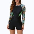 thumbnail image 2 of Soki Women's Swimsuit One Piece Long Sleeved Zipper Surfing Diving Suit Bikini Set, 2 of 8