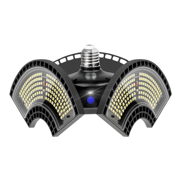 yeacher LED Industrial UFO Garage Light with Foldable Design, Waterproof, 60W, Warm White 3000K, Black, 858g, 24.5x24.5x11cm