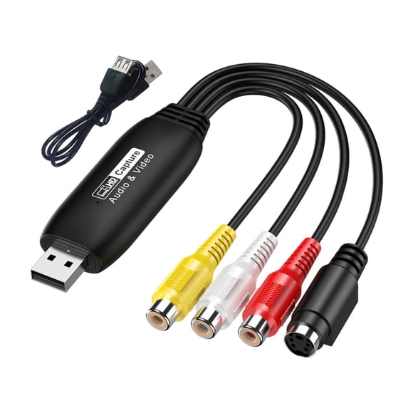 Bunblic Rca to USB 2.0 Videos Captures Card Videos Captures Device USB Videos Captures Adapter Cable for PC Teaching Video Conference Female