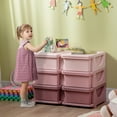 thumbnail image 2 of Qaba 3 Tier Kids Toy Organizer with 6 Plastic Storage Bins, Pink, 2 of 10
