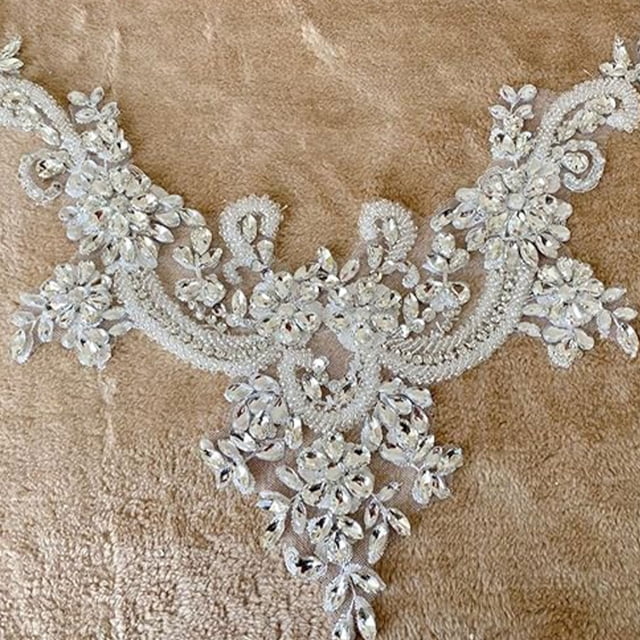 maskred Beautiful And Easy To Rhinestones Applique Sew On Beads Trim Patches Versatile Beautiful And Elegant vermeil 5Set