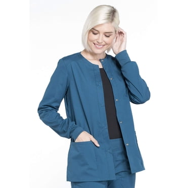 Cherokee Professionals Workwear Women's Snap Front Warm-Up Solid Scrub Jacket