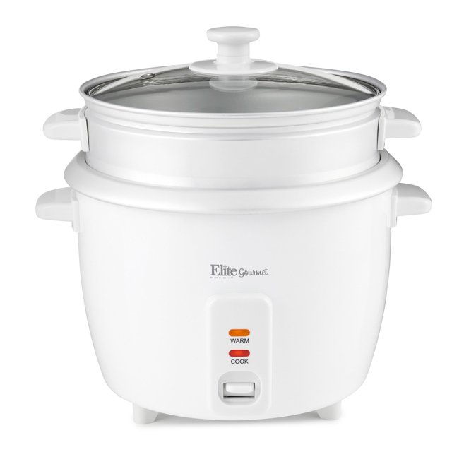 Elite Cuisine ERC-008ST Maxi-Matic 16 Cup Rice Cooker w/ Food Steam Tray, White