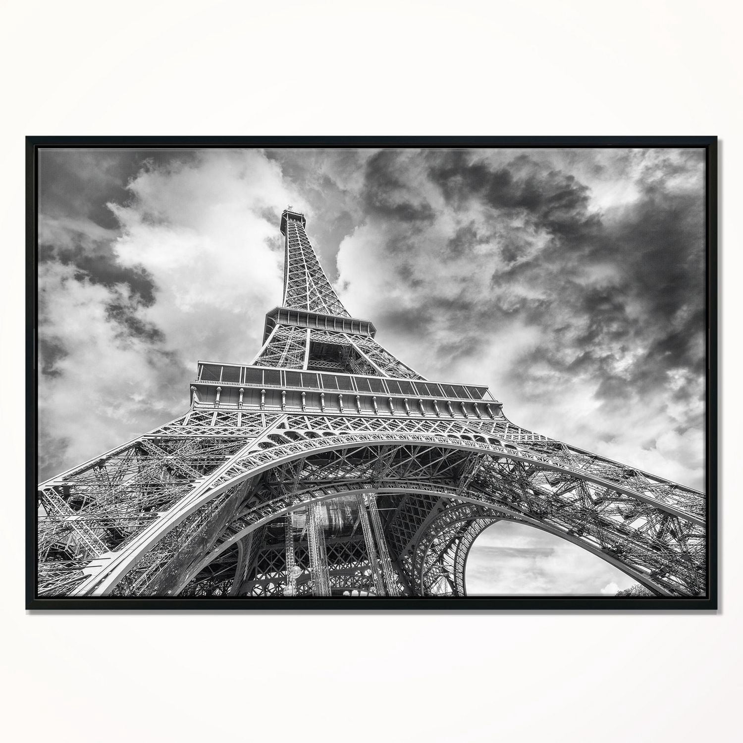 Design Art Black And White View of Paris Paris Eiffel Tower Framed Canvas Art Print