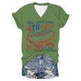 thumbnail image 1 of TSADFHJI T-Shirt Surdimensionné Femme Fente Latérale Col Rond Imprimé Lettre Manches Courtes T-Shirt Col Rond Top S Vert, 1 of 3