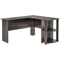 thumbnail image 1 of HOMCOM Bureau en Forme de L, Bureau d'Angle pour Ordinateur, Table PC avec 2 Étagères de Rangement, Poste de Travail pour Bureau à Domicile, Marron, 1 of 9