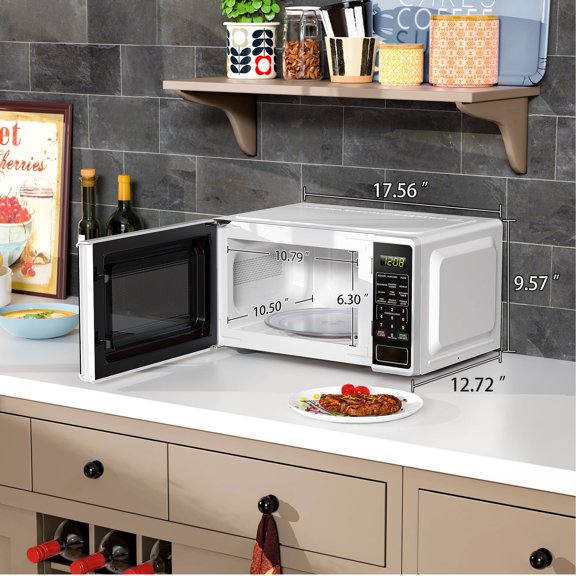 Refurbished Mainstays MSCMVB07WE-L2 0.7 Cu ft Countertop Microwave Oven, 700 Watts, White