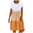 thumbnail image 1 of CHUANK Robes en Lin pour Femmes Été Grande Taille Manches Courtes Col en V Longueur Genou Robe Ample Décontractée Confortable Robe de Plage Soldes de Liquidation 2024, 1 of 7