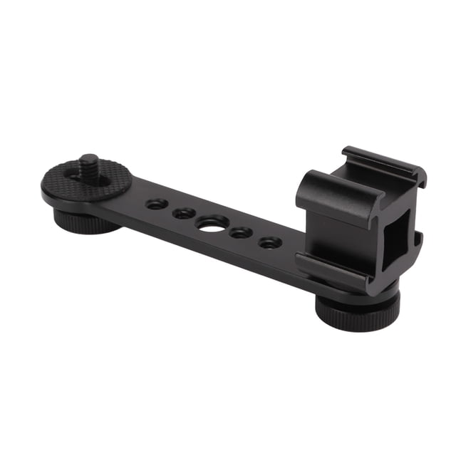 Cold Shoe Mount Adapter, Aluminium Alloy Multi Function 3 In 1 Stable Lightweight Microphone Mount Extenstion For Monopod Black