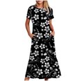 thumbnail image 1 of Dvkptbk Robes d'Été pour Femmes 2024 Mode Décontractée Bohème à Fleurs Robes de Plage Manches Courtes Col Rond Robe d'Été Fluide Maxi Robe de Plage Longue Robe Midi de Plage avec Poches P-2TG, 1 of 4