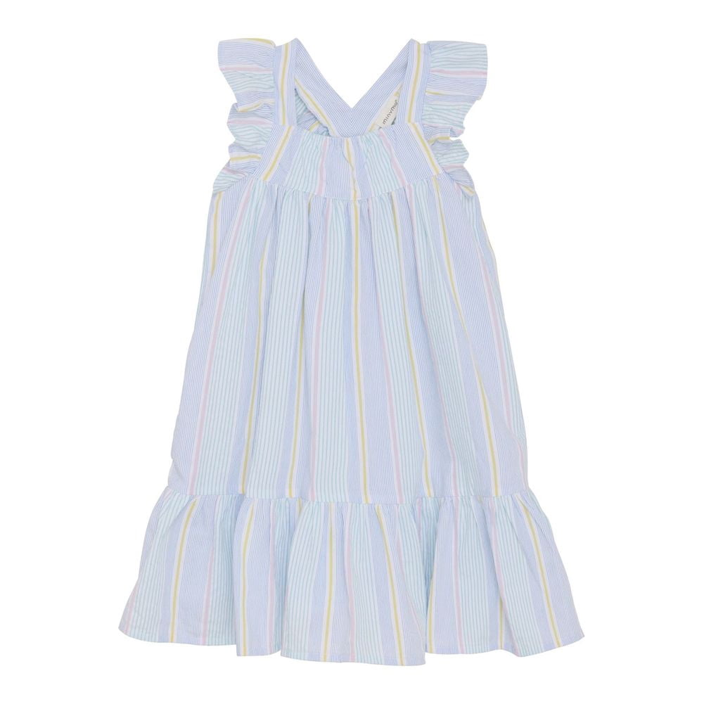 Minymo Short-Sleeve Seersucker Dress - Wan Blue (2 Years)