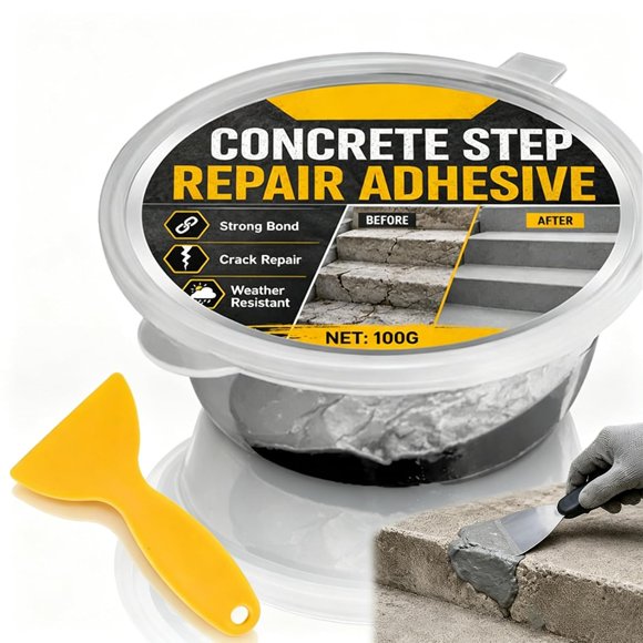 Concrete Step Repair Adhesive, Heavy Duty Concrete Repair Adhesive, Outdoor Cement Glue for Cracks, Strong Bond Waterproof Quick Curing Filler for Stairs, Walkways & Floors