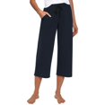 thumbnail image 2 of NECHOLOGY Women's Plus Size Yoga Capri Pants, Loose Soft Drawstring with Pockets, Navy, Size XL, 2 of 5