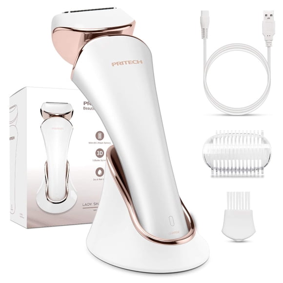 Rechargeable Electric Shaver for Women - Painless Womans Electric Razor for Legs, Arms, Underarms, Portable Cordless Bikini Trimmer for Women with Wet & Dry Shaver, USB Charge, LED Light