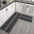 thumbnail image 4 of Black Boho Kitchen Rugs Geometric Door Mats 2 Pieces of Set,Black and White Boho Rug,Non Slip Kitchen Mat Runner Rug Doormat for Boho Kitchen,Laundry,Bathroom,Christmas Decor,17x30+17x48inch, 4 of 5