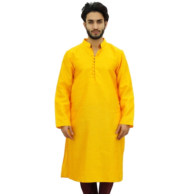 Atasi Ethnic Men's Yellow Kurta Pyjama Set Bollywood Designer Shirt-XXX-Large