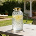 thumbnail image 1 of Large Capacity Glass Pitcher, 2000ml High Borosilicate Glass Water Jug with Lid, Filter & Handle, Refrigerator Safe, Clear, 1 of 6