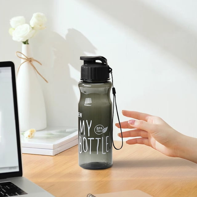 Birdeem Plastic Water Bottle with Flip Top Lid, Leak Proof and Portable Design for Outdoor Sports, Hiking, and Daily Use, Large Capacity Hydration, Compact Size Includes Carry Strap, Easy to Clean