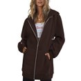 thumbnail image 1 of Innerwin Chandails en Molleton à Capuche Zippés pour Femmes Sweat à Capuche Automne Couleur Unie Chaud Marron Foncé L, 1 of 4