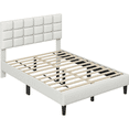 thumbnail image 2 of Fullfurnique Upholstered Platform Bed Frame with Square Tufted Headboard, Full, Beige, 2 of 9