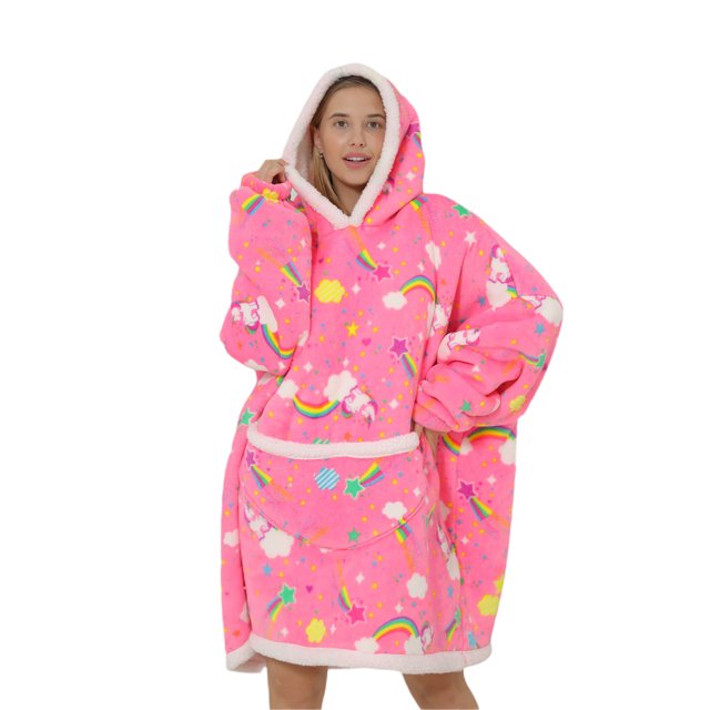 Faithtur Universal Warm Hooded Sweater Fashion Printing Mink Wool Home Clothes