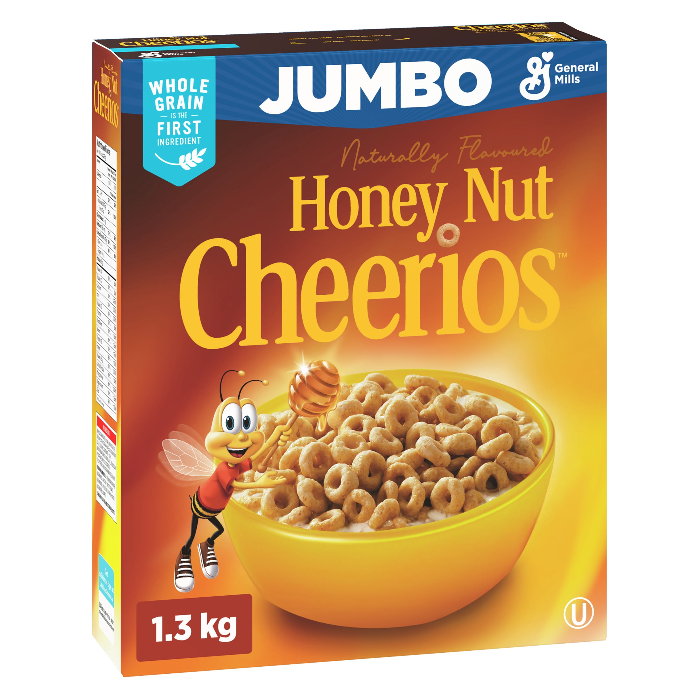 Honey Nut Cheerios Breakfast Cereal, Jumbo Size, Whole Grains