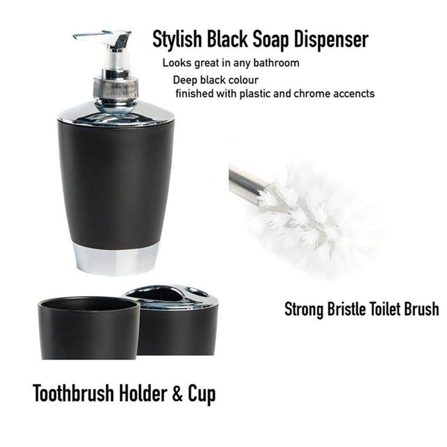 6Pcs Bathroom Set Modern Convenient Multipurpose Practical Multi-colors Soap Dispenser Convenient Home Hotel Washroom Storage Decor Accessories Black