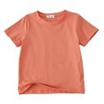 thumbnail image 1 of PMVFHDE T-Shirt à Manches Courtes d'Été Uni pour Enfants à Col Rond - Haut Léger, Respirant et Doux Rouge Melon D\'eau, 9-10 Ans, 1 of 3