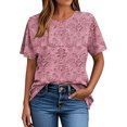 thumbnail image 5 of Hauts d'Été pour Femmes DYTTDG T-shirt à Fleurs Mode pour Femmes Grande Taille Col Rond Manches Courtes Décontracté Ample Tee Haut Hauts pour Femmes Liquidation Moins de 10 Multicolore,XXXXXL, 5 of 5