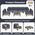 thumbnail image 2 of YODOLLA 7 Pieces Patio Conversation Set with Tea Table, Outdoor Sectional PE Rattan Wicker Furniture Seat, Dark Brown Rattan& Dark Grey Cushion and Pillow, 2 of 8