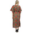thumbnail image 4 of Bimba Robe Caftan Longue Maxi à Fleurs pour Femme Gris Foncé Couvre-Maillot en Coton-24, 4 of 7
