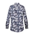 thumbnail image 2 of Innerwin Blouse Lapel Neck Mens Tops Work Long Sleeve Single Breasted Shirts Gray Flower L, 2 of 3