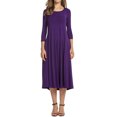 thumbnail image 1 of Nlife Robe Midi Évasée à Manches 3/4 et Col Rond pour Femmes, 1 of 4