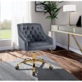 thumbnail image 3 of Meridian Furniture Arden Swivel Adjustable Gray Velvet and Gold Office Chair, 3 of 10