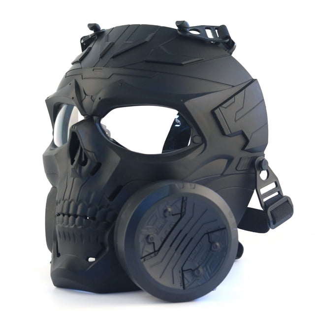 TopOne Tactical Gas Mask Full Face Single Fan Skull Covers Protective Mask for Outdoor Cs Game Masquerade Cosplay