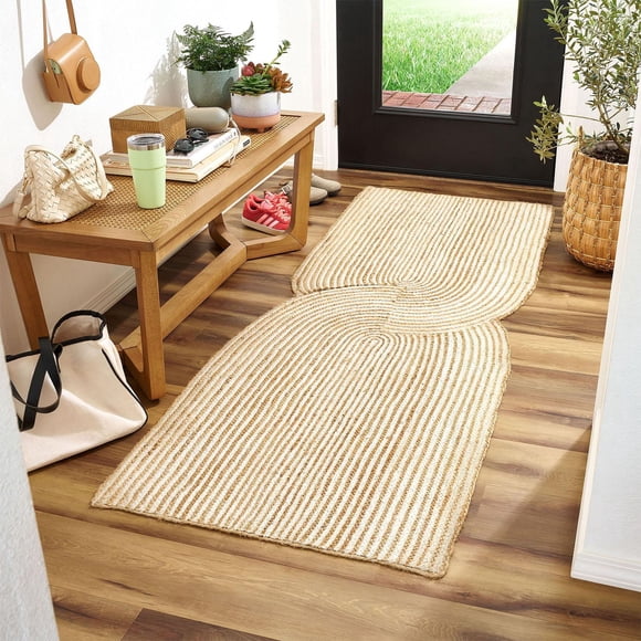 Beautiful Geo Natural Braided Jute Indoor Scatter Rug by Drew Barrymore, 27" x 45"