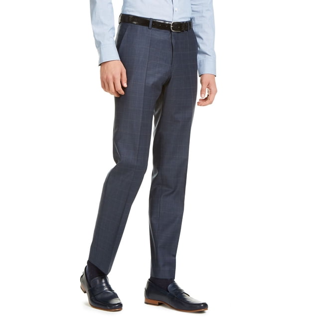 Hugo Pantalon de Costume à Carreaux Bleu Foncé/rouille Coupe Moderne pour Hommes
