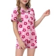 thumbnail image 1 of FhsagQ Ensembles pour Filles Ensembles 2 Pcs Pyjamas pour Enfants Enfants Imprimé Graphique Chemise à Boutons à Manches Courtes Shorts Ensemble de Pyjama Fille Tenues de Printemps Taille 6 2-3 Ans, 1 of 5