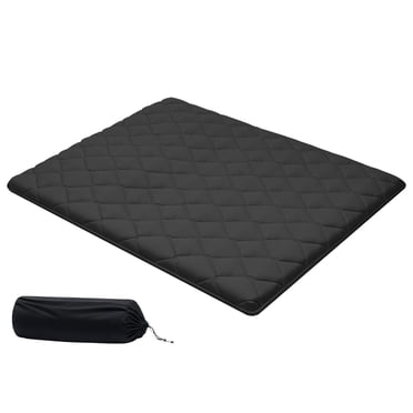 KFFKFF Japanese Tatami Mat, Queen Size Foldable Tatami Mattress, Futon Mattress with Storage Bag & Fastener, 9-Layer Floor Mat for Sleeping, Dorm, Meditation, 80 x 60 x 3.5 in, Black