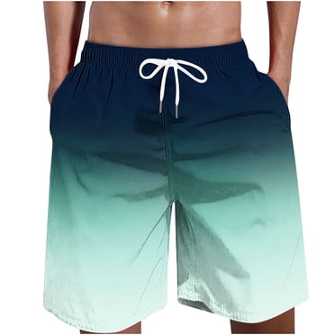 Meichang Men Swim Trunks Short,Men's Swim Trunks Quick Dry Bathing Suit Gradient Swimming Board Shorts Summer Lightweight Beach Swimwear Mint Green 5XL
