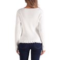 thumbnail image 3 of INSPIRE CHIC Long Sleeve Shrug for Women's Buttons Ruffle V Neck Sweater Cardigan S White, 3 of 6