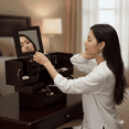 thumbnail image 2 of ViscoLogic Union Beauty Mirrored Jewelry Box with lots of storage | Brown, 2 of 5